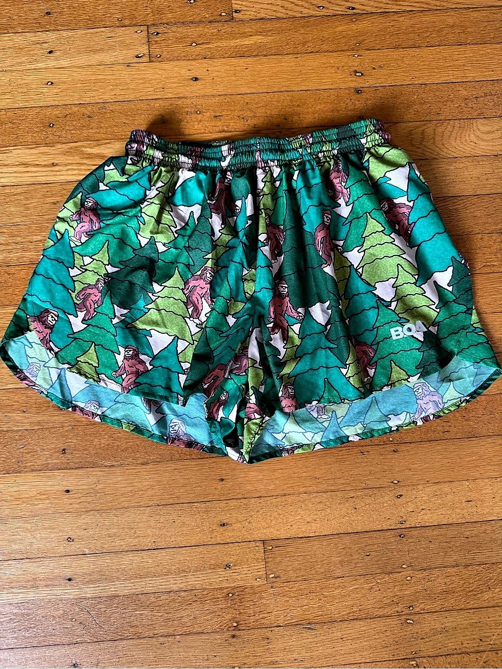 BOA Mens Bigfoot Running Shorts Green & Brown Small S Like New